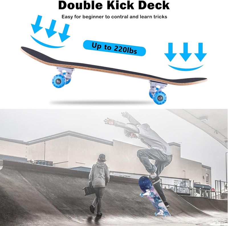 CLYCTIP Skateboard,31 x 8 inch Complete Skateboards for Beginners,8 Layer Maple Concave Cruiser Trick Skate Board for Kids,Teens,Adults - Image 3